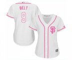 Women's San Francisco Giants #9 Brandon Belt Authentic White Fashion Cool Base Baseball Jersey