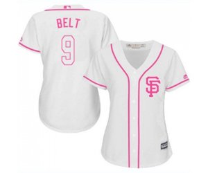 Women\'s San Francisco Giants #9 Brandon Belt Authentic White Fashion Cool Base Baseball Jersey