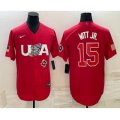 USA Baseball #15 Bobby Witt Jr 2023 Red World Baseball Classic Stitched Jerseys