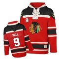 Old Time Hockey Chicago Blackhawks #9 Bobby Hull Premier Red Sawyer Hooded Sweatshirt NHL Jersey