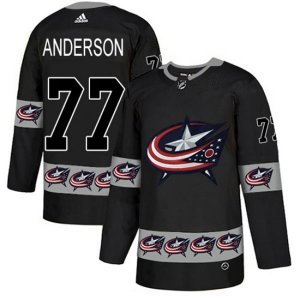 Columbus Blue Jackets #77 Josh Anderson Authentic Black Team Logo Fashion NHL Jersey