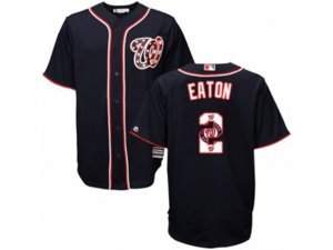 Washington Nationals #2 Adam Eaton Authentic Navy Blue Team Logo Fashion Cool Base MLB Jersey