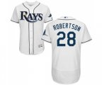 Tampa Bay Rays #28 Daniel Robertson Home White Home Flex Base Authentic Collection Baseball Jersey