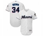 Miami Marlins Magneuris Sierra White Home Flex Base Authentic Collection Baseball Player Jersey