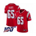 New England Patriots #65 Yodny Cajuste Limited Red Inverted Legend 100th Season Football Jersey