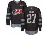 Carolina Hurricanes #27 Justin Faulk Authentic Black 1917-2017 100th Anniversary NHL Jersey