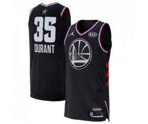 Golden State Warriors #35 Kevin Durant Authentic Black Game Basketball Jersey