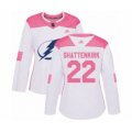 Women Tampa Bay Lightning #22 Kevin Shattenkirk Authentic White Pink Fashion Hockey Jersey
