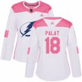 Women Tampa Bay Lightning #18 Ondrej Palat Authentic White Pink Fashion NHL Jersey