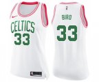 Women's Boston Celtics #33 Larry Bird Swingman White Pink Fashion Basketball Jersey
