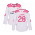 Women's Washington Capitals #28 Brendan Leipsic Authentic White Pink Fashion Hockey Jersey