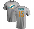 Miami Dolphins #15 Albert Wilson Ash Name & Number Logo T-Shirt