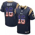 Los Angeles Rams #16 Jared Goff Elite Navy Blue Home USA Flag Fashion NFL Jersey