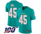 Miami Dolphins #45 Mike Hull Aqua Green Team Color Vapor Untouchable Limited Player 100th Season Football Jersey