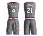 Philadelphia 76ers #21 Joel Embiid Swingman Gray Basketball Suit Jersey - City Edition