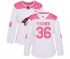 Women Arizona Coyotes #36 Christian Fischer Authentic White Pink Fashion Hockey Jersey