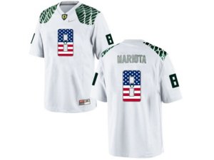 2016 US Flag Fashion Men\'s Oregon Duck Marcus Mariota #8 College Football Limited Jerseys - White
