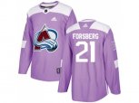 Colorado Avalanche #21 Peter Forsberg Purple Authentic Fights Cancer Stitched NHL Jersey