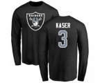 Oakland Raiders #3 Drew Kaser Black Name & Number Logo Long Sleeve T-Shirt
