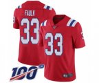New England Patriots #33 Kevin Faulk Red Alternate Vapor Untouchable Limited Player 100th Season Football Jersey