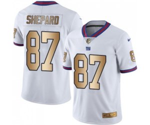 New York Giants #87 Sterling Shepard Limited White Gold Rush Football Jersey