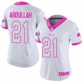 Women Detroit Lions #21 Ameer Abdullah Limited White Pink Rush Fashion NFL Jersey