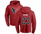 Houston Texans #23 Carlos Hyde Red Name & Number Logo Pullover Hoodie