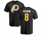 Washington Redskins #8 Case Keenum Black Name & Number Logo T-Shirt