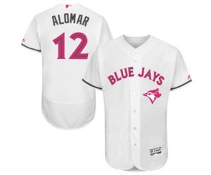 Toronto Blue Jays #12 Roberto Alomar Authentic White 2016 Mother\'s Day Fashion Flex Base Baseball Jersey