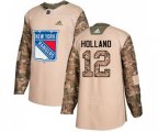 Adidas New York Rangers #12 Peter Holland Authentic Camo Veterans Day Practice NHL Jersey