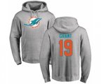 Miami Dolphins #19 Jakeem Grant Ash Name & Number Logo Pullover Hoodie