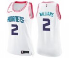 Women's Charlotte Hornets #2 Marvin Williams Swingman White Pink Fashion Basketball Jersey