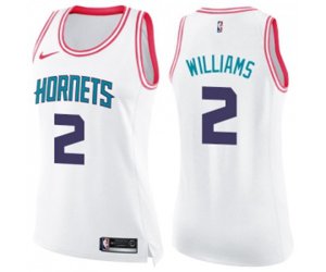 Women\'s Charlotte Hornets #2 Marvin Williams Swingman White Pink Fashion Basketball Jersey