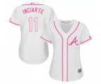 Women's Atlanta Braves #11 Ender Inciarte Replica White Fashion Cool Base Baseball Jersey