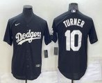 Los Angeles Dodgers #10 Justin Turner Black Turn Back The Clock Stitched Cool Base Jersey