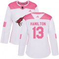 Women Arizona Coyotes #13 Freddie Hamilton Authentic White Pink Fashion NHL Jersey