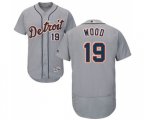 Detroit Tigers #19 Travis Wood Grey Road Flex Base Authentic Collection Baseball Jersey