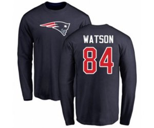 New England Patriots #84 Benjamin Watson Navy Blue Name & Number Logo Long Sleeve T-Shirt