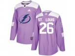 Tampa Bay Lightning #26 Martin St. Louis Purple Authentic Fights Cancer Stitched NHL Jersey
