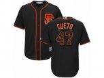 San Francisco Giants #47 Johnny Cueto Authentic Black Team Logo Fashion Cool Base MLB Jersey