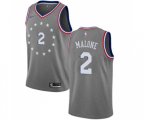 Philadelphia 76ers #2 Moses Malone Swingman Gray Basketball Jersey - City Edition