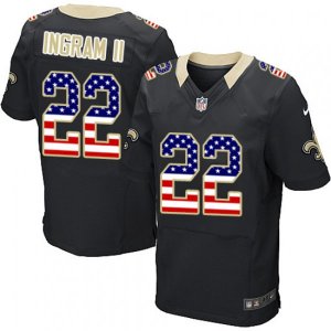 New Orleans Saints #22 Mark Ingram Elite Black Home USA Flag Fashion NFL Jersey
