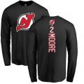 New Jersey Devils #2 John Moore Black Backer Long Sleeve T-Shirt