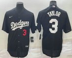 Los Angeles Dodgers #3 Chris Taylor Number Black Stitched MLB Cool Base Nike Jersey