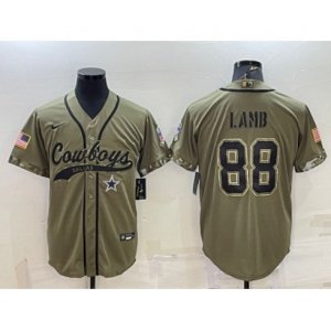 Dallas Cowboys #88 CeeDee Lamb 2022 Olive Salute to Service Cool Base Stitched