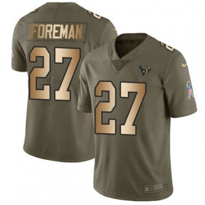 Houston Texans #27 D\'Onta Foreman Limited Olive Gold 2017 Salute to Service NFL Jersey