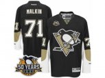 Reebok Pittsburgh Penguins #71 Evgeni Malkin Authentic Black Home 50th Anniversary Patch NHL Jersey