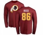 Washington Redskins #86 Jordan Reed Maroon Name & Number Logo Long Sleeve T-Shirt