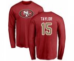 San Francisco 49ers #15 Trent Taylor Red Name & Number Logo Long Sleeve T-Shirt