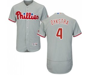 Philadelphia Phillies #4 Lenny Dykstra Grey Road Flex Base Authentic Collection Baseball Jersey